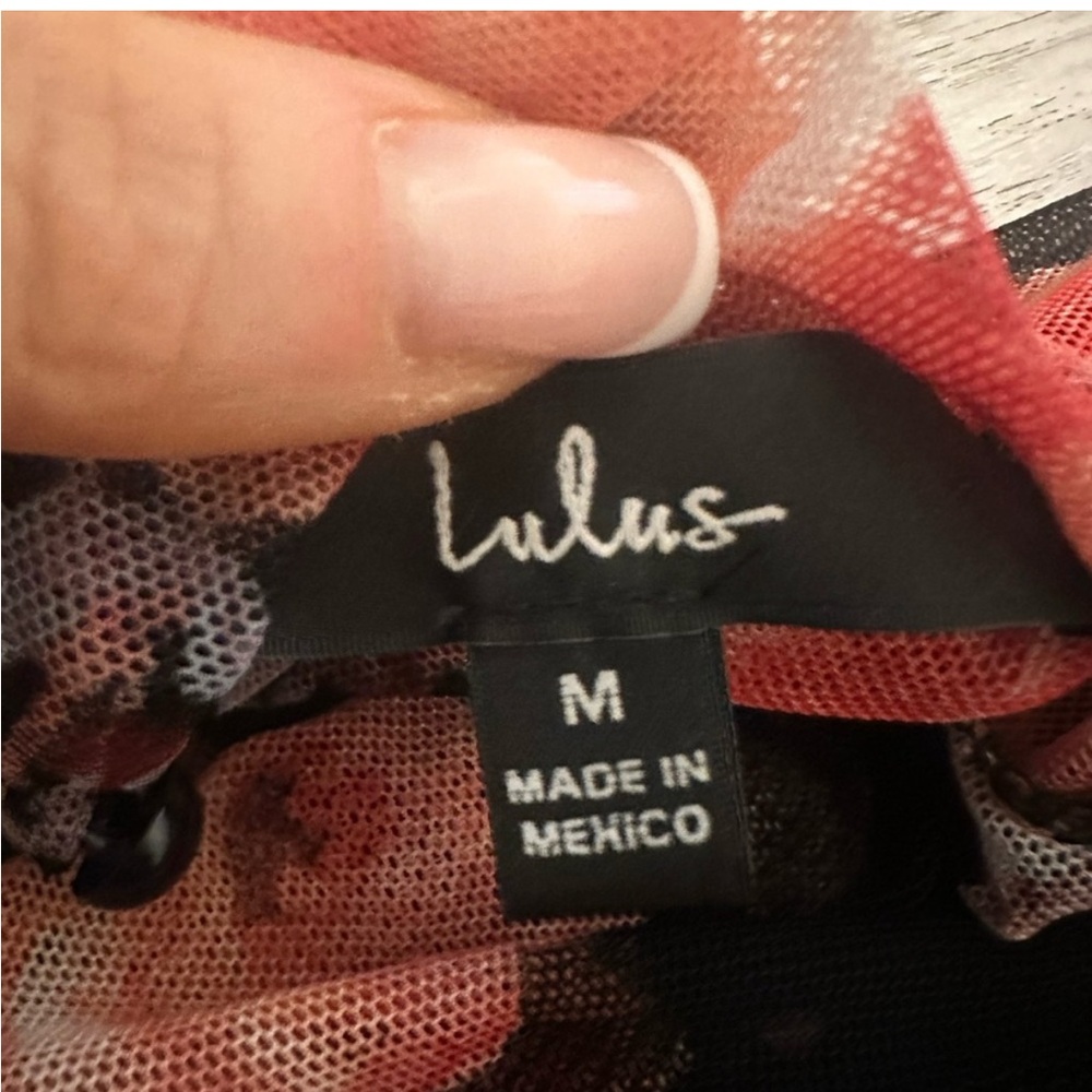 Lulus Totally A Vibe Black Floral Print Mesh Long Sleeve Bodysuit - Size M - Picture 3 of 3